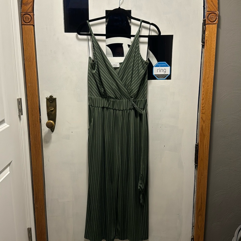 Green and cream jumpsuit